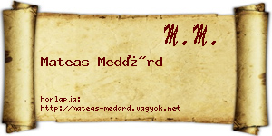 Mateas Medárd névjegykártya